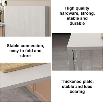 Fold Down Wall Mount Desk, Wall Mounted Drop Leaf Table, Heavy Duty Small Folding Wall Table, Fold Down Table Wall Mount, Floating Folding Wall Desk, For Home Office/Laundry/Bar/Kitchen/Dining Room (
