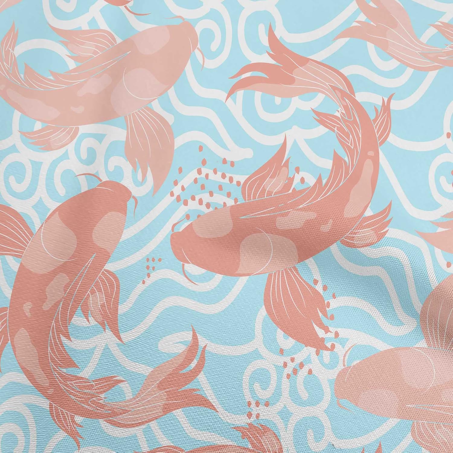 oneOone Polyester Spandex Grayish Purple Fabric Asian Japanese Koifish Quilting Supplies Print Sewing Fabric by The Yard 56 Inch Wide