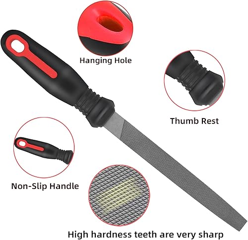 Miniatura 3 de NORTOOLS Juego de 19 limas de metal T12 para acero, planasredondastriángulossemicirculares con lima de agujas y cepillo de acero para metales,