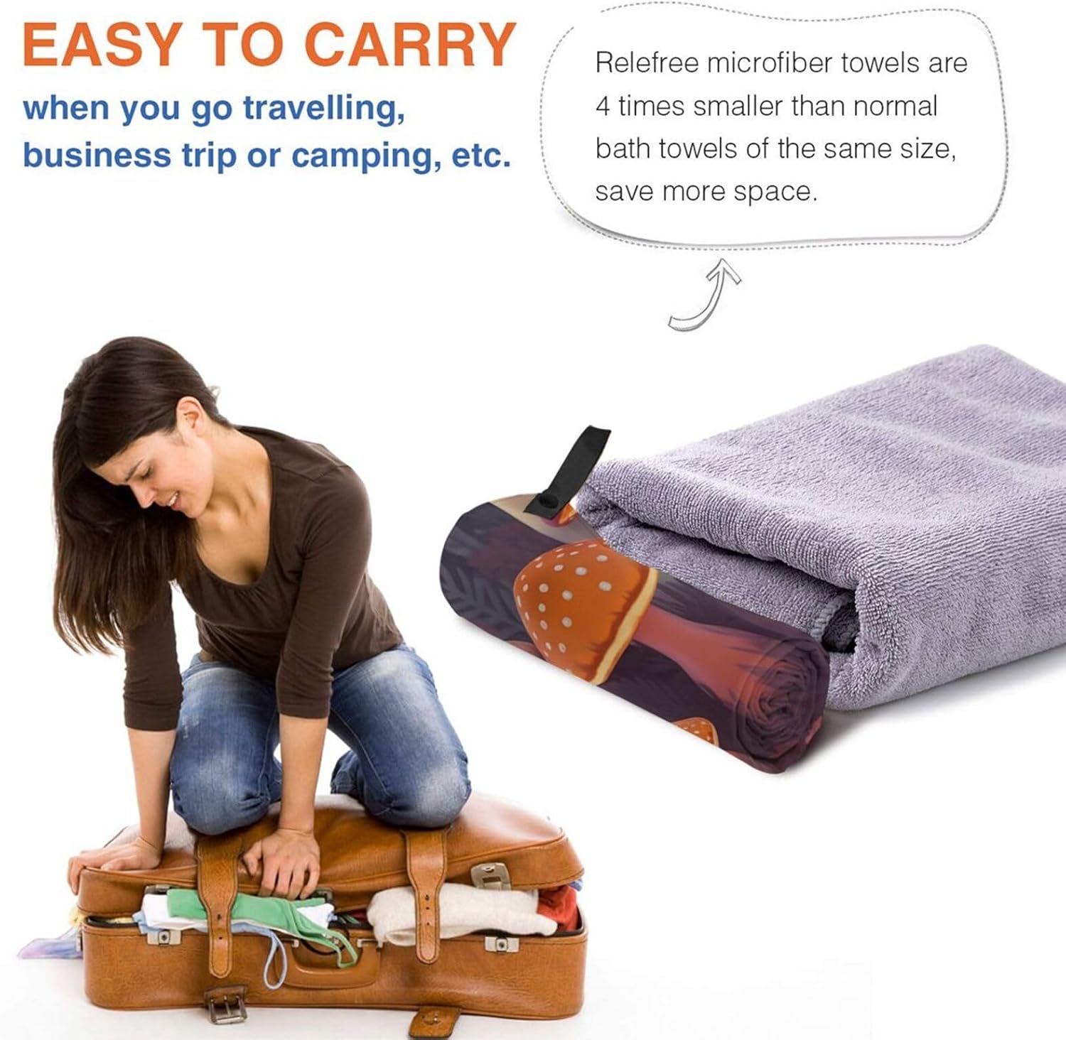 KHiry Microfiber Towel Beach Towels Bright Mushrooms Art Quick Dry Towel Soft Lightweight Travel Towels Absorbent Large Easy Pack Travel Things Beach Blanket for Gym Sports Swimming