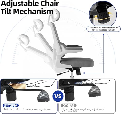 Miniatura 7 de Sytopia Piezas de repuesto para sillas de oficina resistentes de 500 libras, mecanismo de control de inclinación giratorio con orificios de montaje