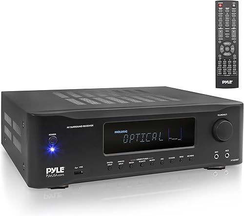 Pyle Amplificador estéreo Bluetooth de alta fidelidad de 5.2 canales, receptor de sonido de subwoofer de altavoz AV de 1000 vatios con radio, USB,