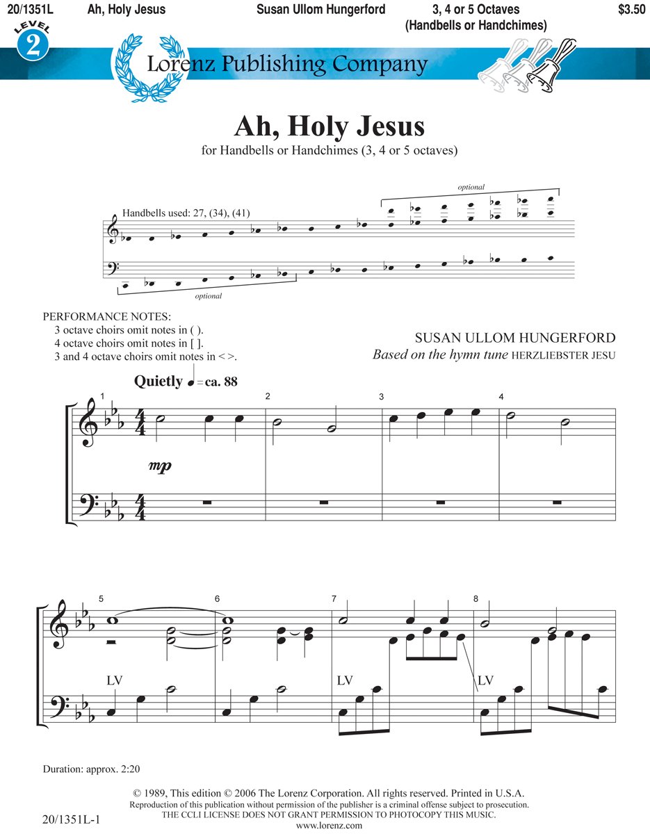 Ah, Holy Jesus (Handbell Sheet Music, Handbell 35 octaves (or