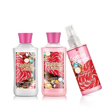 Cotton Candy Bath & Body Travel Kit, 3 Fl Oz, Ideal Skincare Gift Home Spa Set, Includes Shower Gel, Body Lotion and Fragrance Mist, Birthday Mothers Valentines Day Gifts for Her