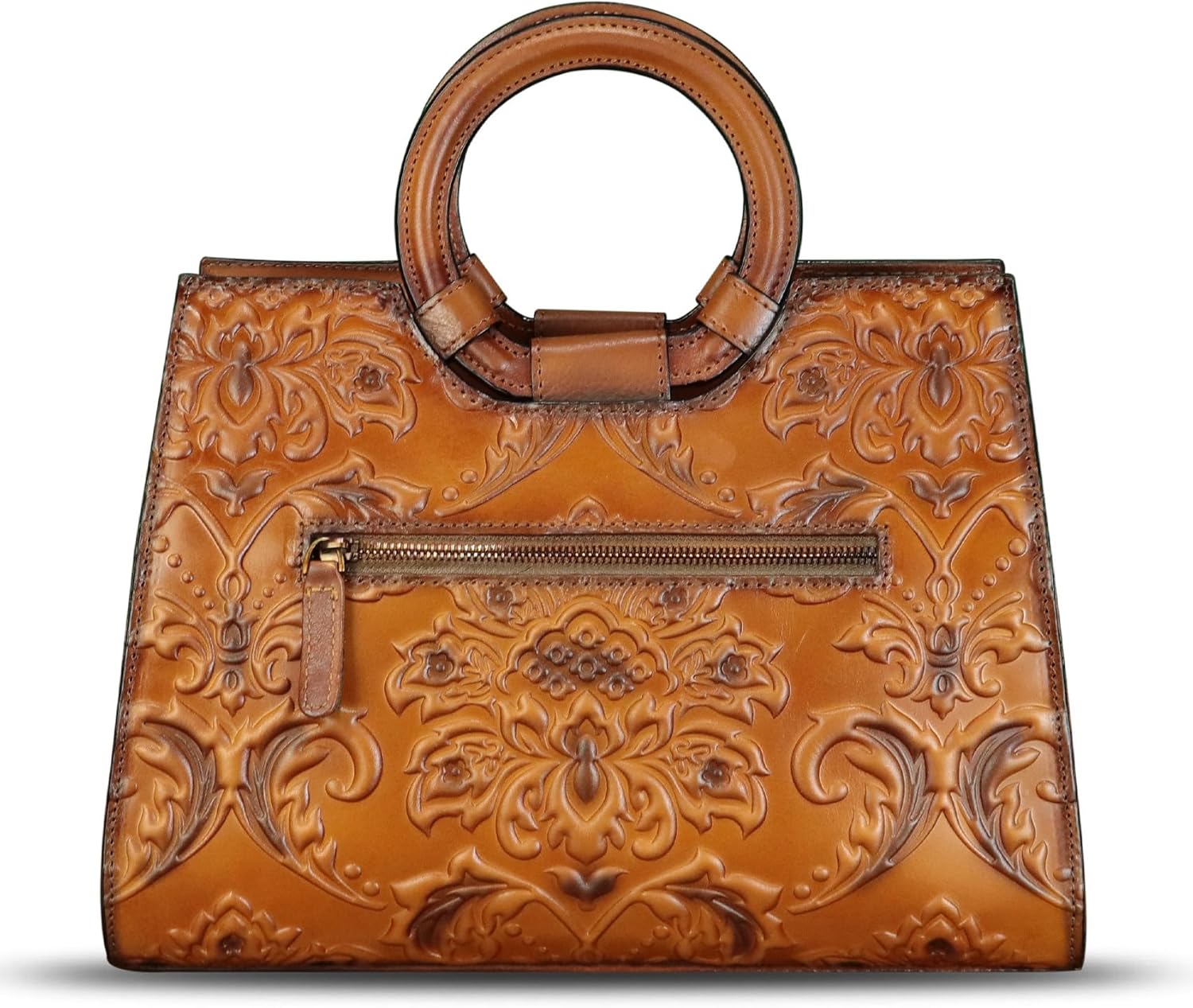 Genuine Leather Purses and Handbags for Women Vintage Embossed Leather Crossbody Shoulder Bag Satchel Top Handle Bags - Image 4