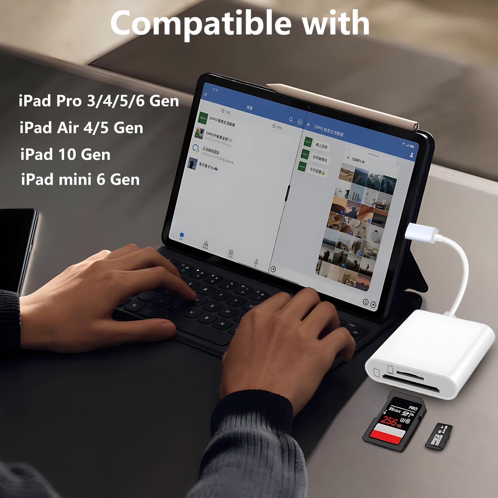 Czytnik kart USB C SD do iPhone'a 15/16/MacBooka/Maca, adapter karty pamięci typu C, czytnik USB-C Micro SD obsługuje adapter kart pamięci SD i MicroSD, przeglądarka kamer Trail Plug and Play dla