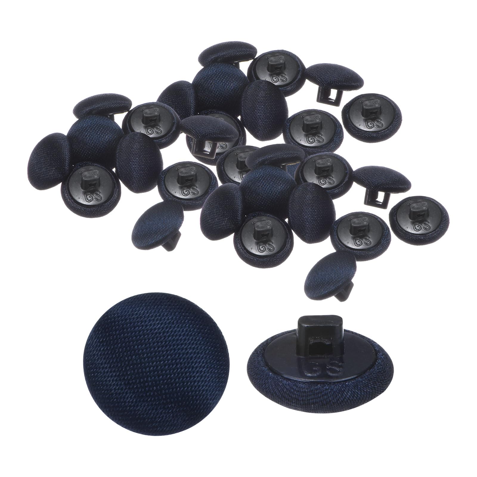 Sourcing Map 30pcs Satin Buttons - 0.5" (12.5mm) Smooth Satin Covered Round Tuxedo Buttons with Shank for Bridal Wedding Dress Blouse Suits DIY, Deep Navy