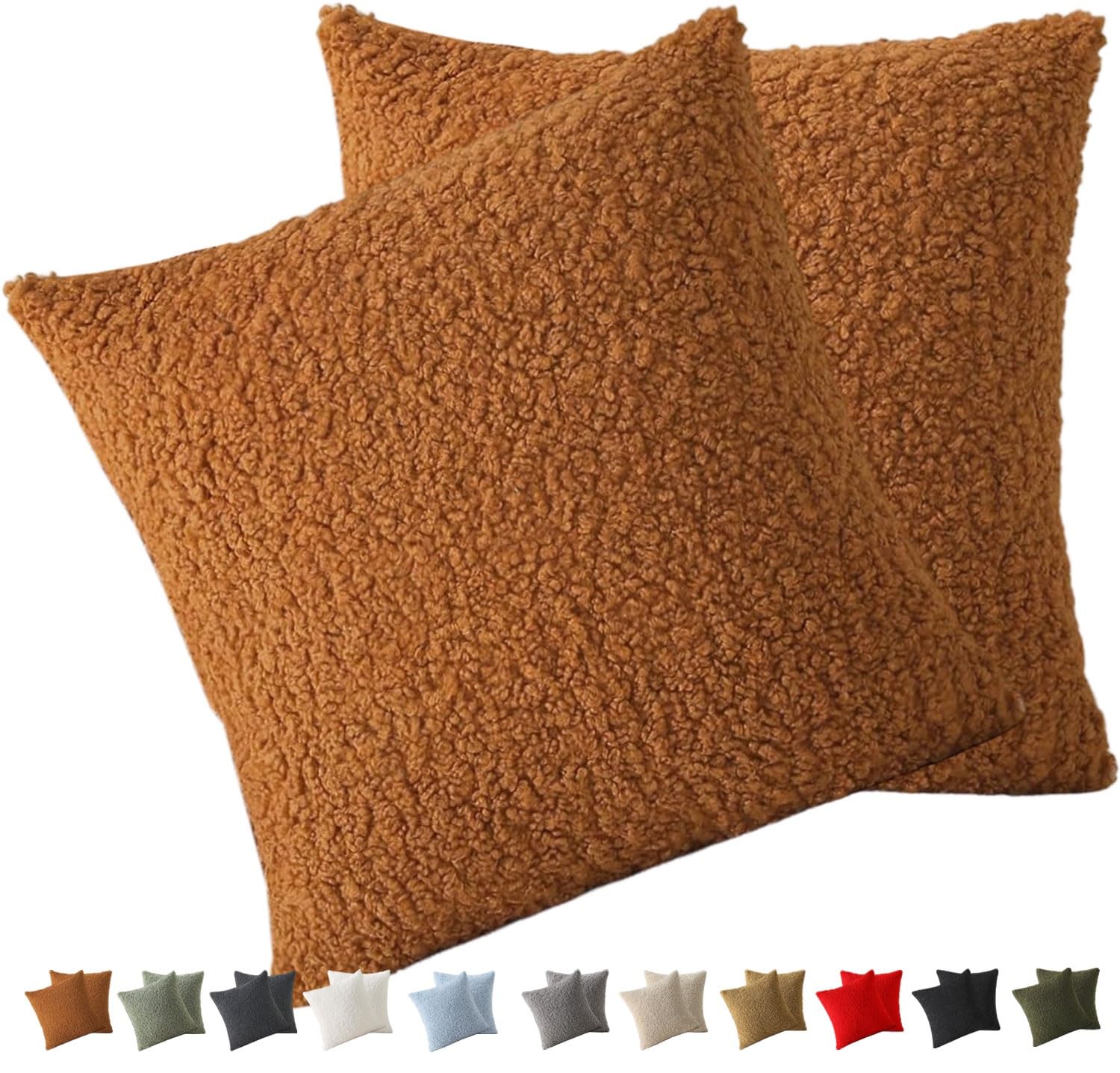 Cushion Covers 50x70 30x50 60x80 60x60 80x80 - Luxury Teddy plush Rectangle/Square Throw Pillow Cases - Decorative Soft Pillowcase for Sofa Couch Bedroom with Zipper(Coffee color,30x50CM/12x20in)