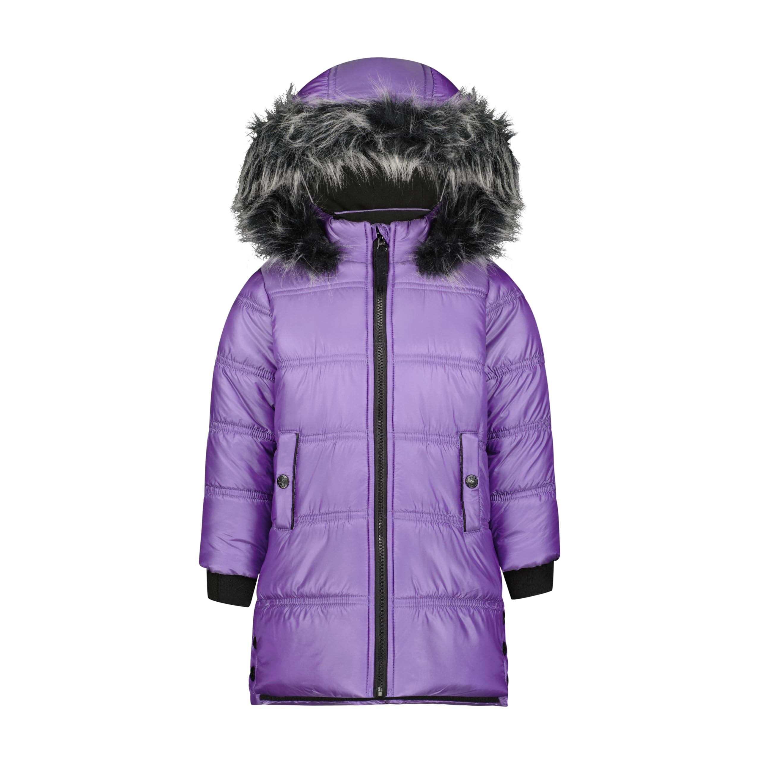 Jessica Simpson Mid-Length Heavyweight Puffer Jacket with Faux Fur Hood Winter Coat Giacca Bambine e Ragazze