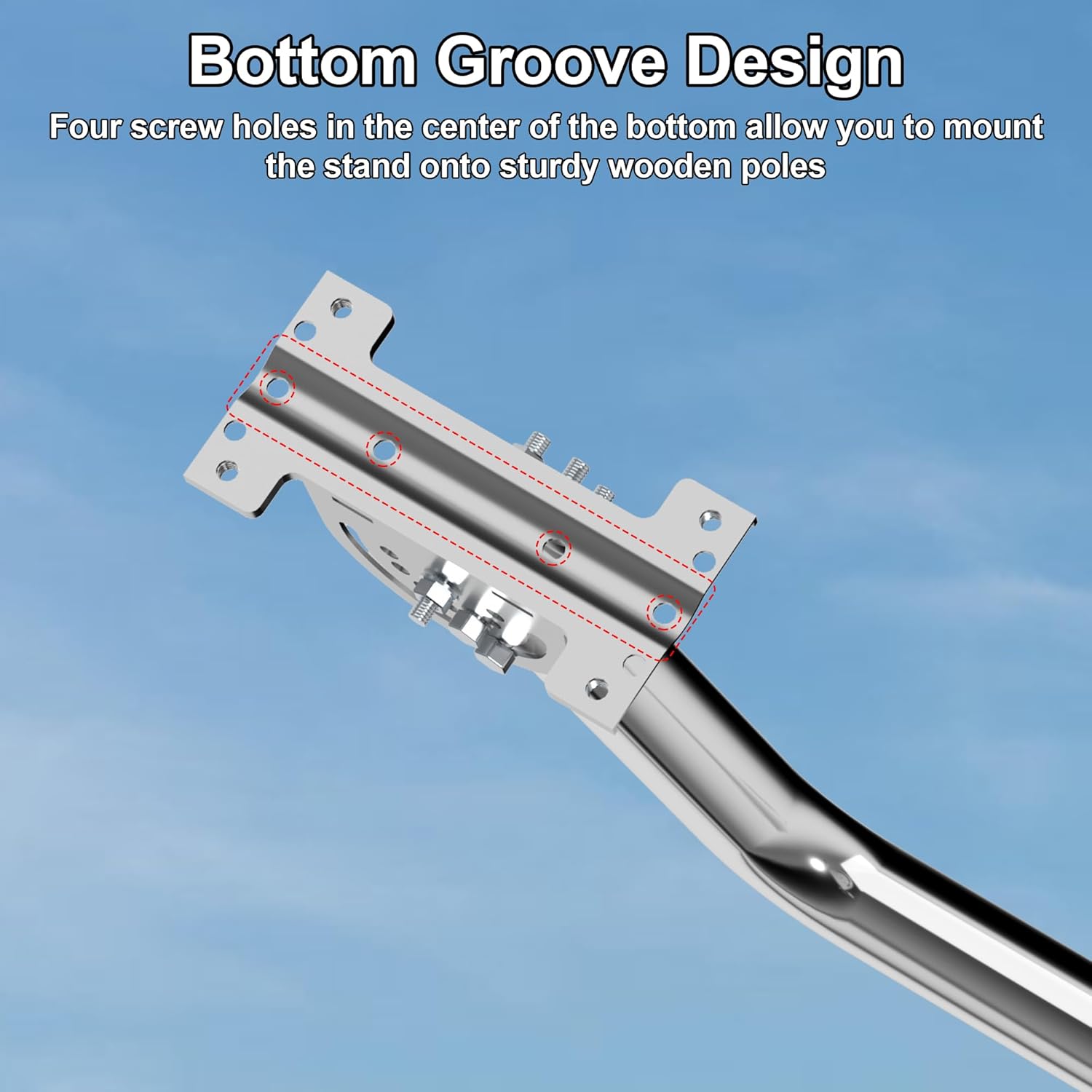 Universal Antenna Pole Mount for Antenna, Starlink & Weather Station – Adjustable Bracket for Wall, Eave, Roof (Sliver)