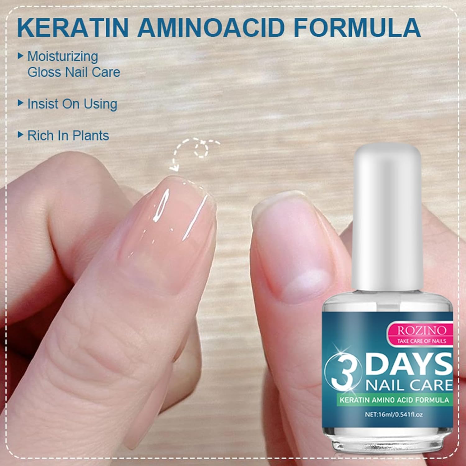 Keratin & Amino Acid Clear Nail Treatment Oil,Cuticle Oil with Aloe Vera, Lavender, Macadamia Nut Seed Oil, Moisturizing and Conditioning for Nails & Dry Hands 16ml*3 (CLEAR)