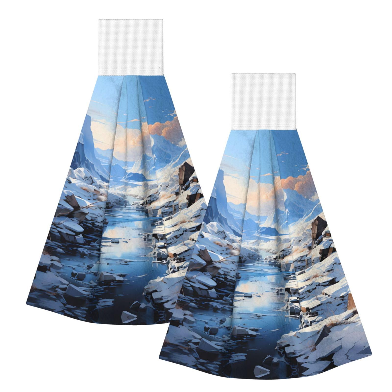 Snowy Mountain Scenery Highly Absorbent Dish Towels Soft Coral Fleece Wipe