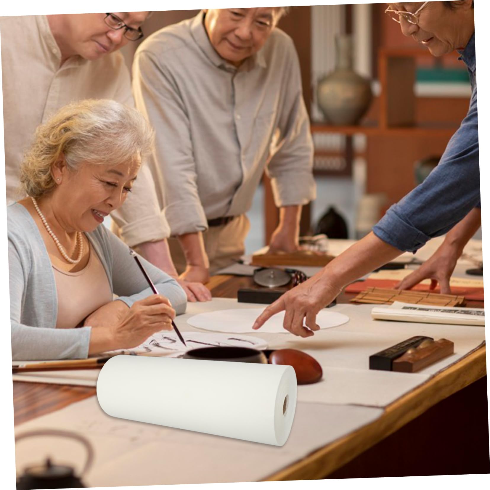 VILLCASE Papier de Riz Épais en Rouleau Blanc pour Calligraphie et Peinture