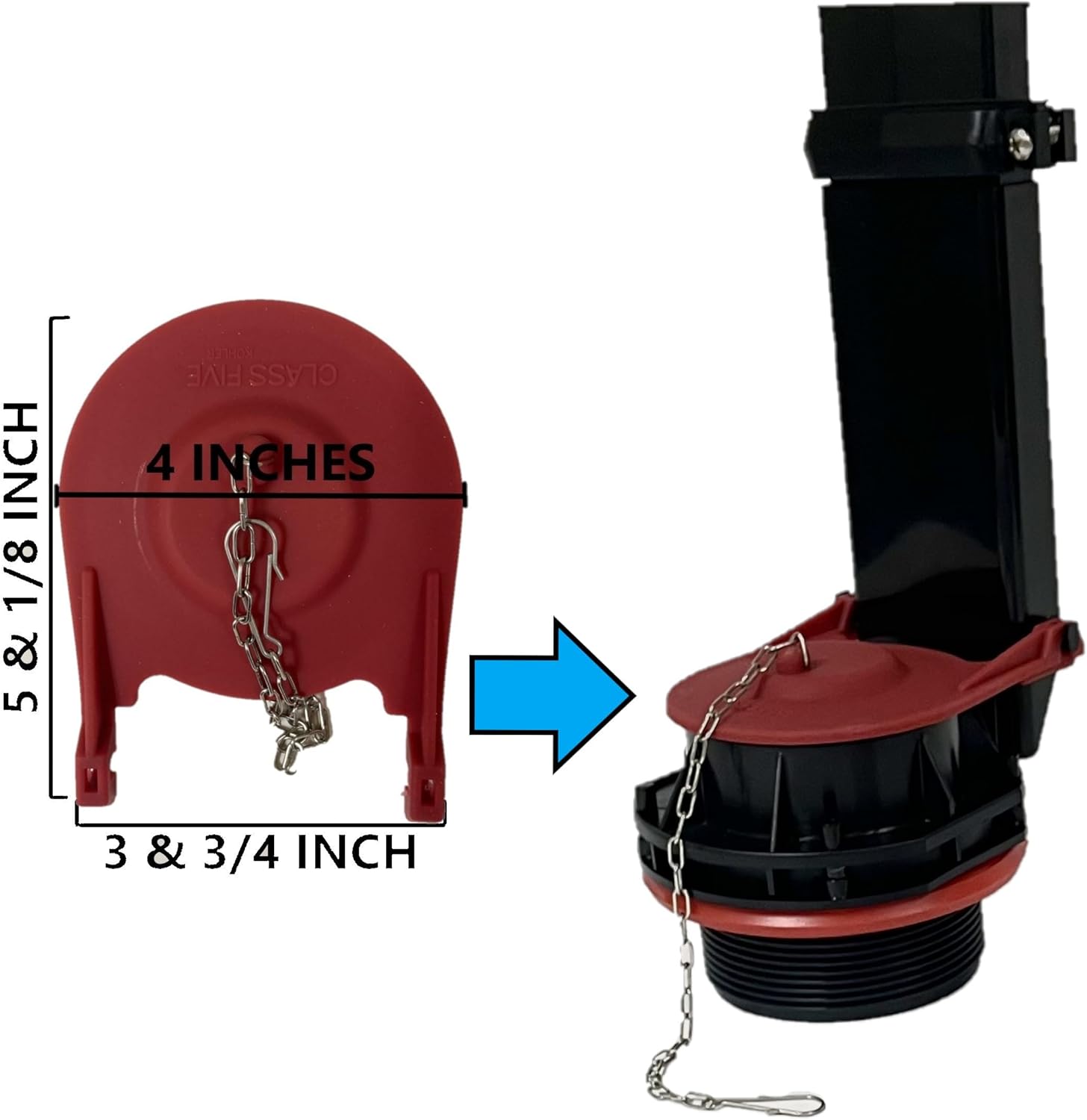Kohler Class Five Red Rubber Flapper for Two-piece toilets w/a Large (3.75-inch Wingspan) Replaces#1078441, 1016546,1042313, by Nuflush (2) (Not order if you have a round over flow tube)