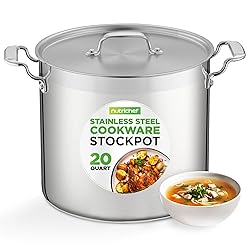 Kitchen Supplies - NutriChef 20 Quart Heavy-Duty Stockpot with Stainless Lid - Large Pot for Induction, Gas & Electric Cooktops, Perfect for Soups & Stews