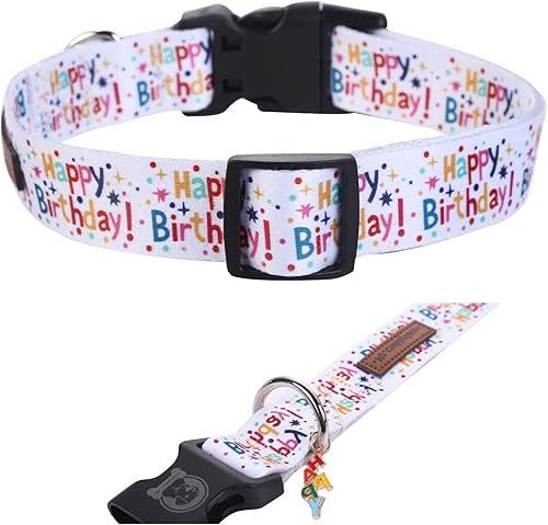 Miniatura 2 de MR. CHUBBYFACE - Collar de cumpleaños para perro con patrones, suave, ajustable, para perros pequeños, medianos y grandes