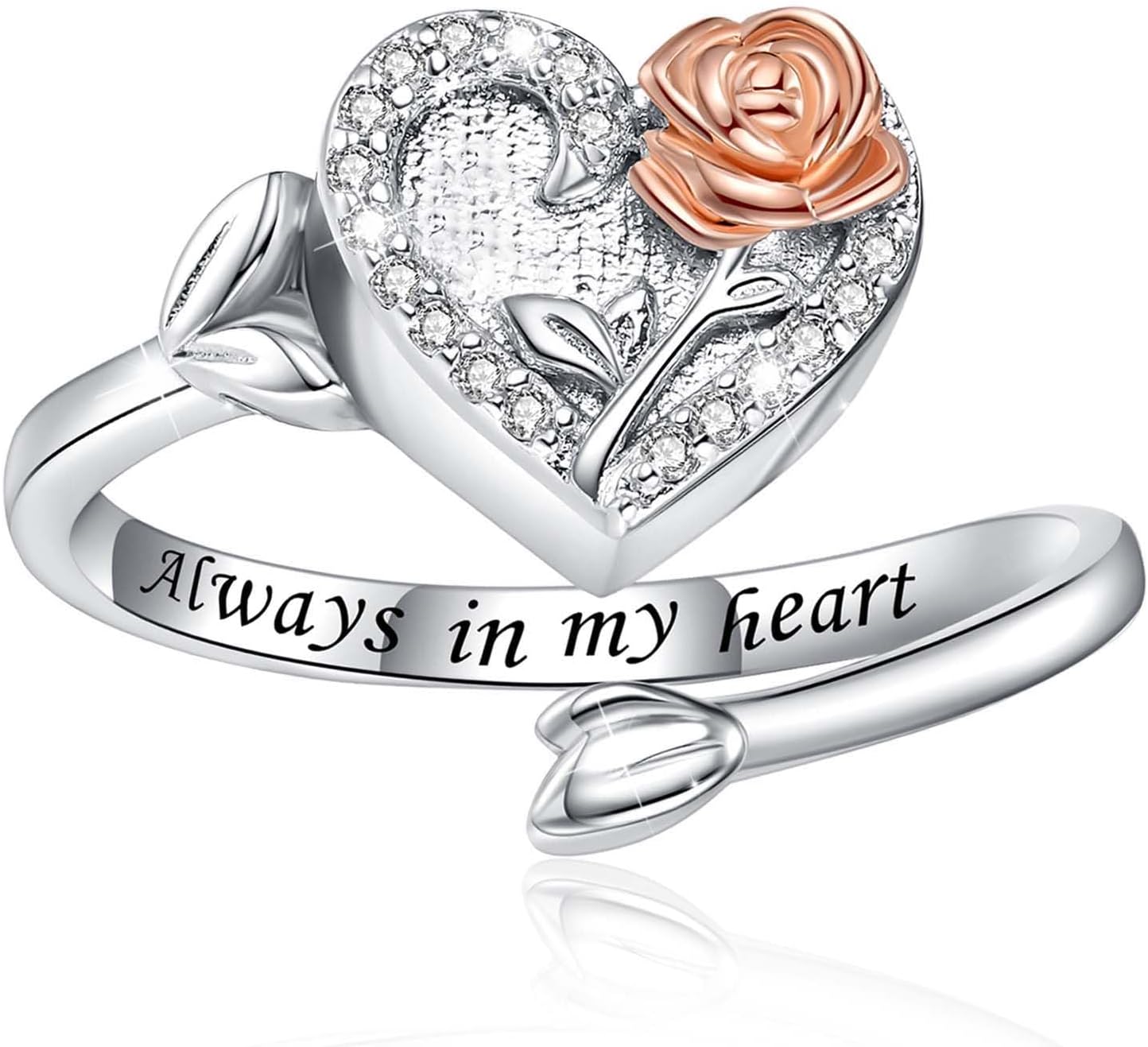 925 Sterling Silver Heart Urn Ring for Ashes for Women - Cremation Jewelry Keepsake Thumb Rings Adjustable with Rose/Sunflower Gift for Lost Of Love Ones Human Adult Pet