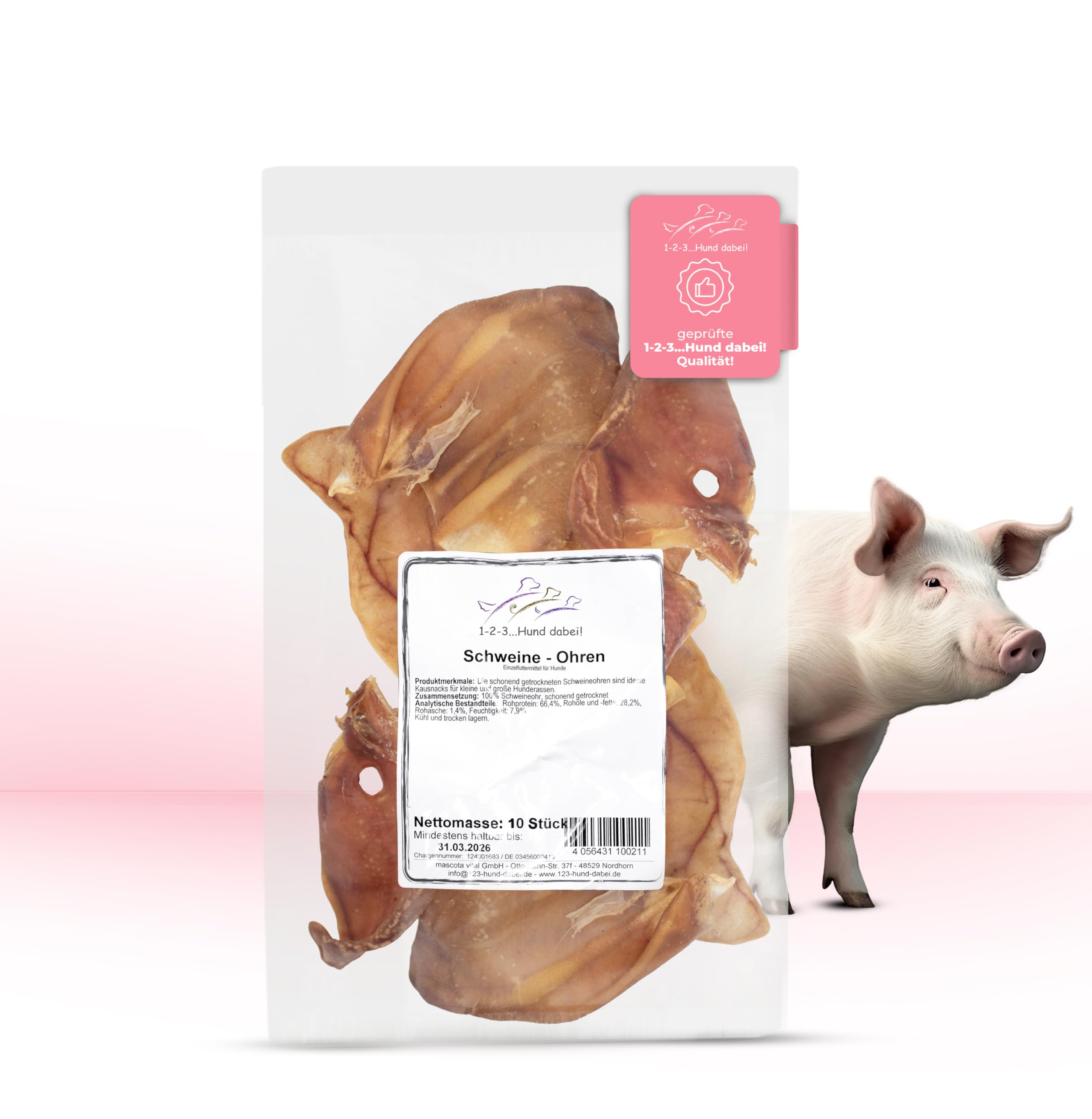 Natürliche Getrocknete Schweineohren für Hunde – 100% Reines Kauvergnügen, Schonend Luftgetrocknet, Ohne Zusatzstoffe – Idealer Hundesnack für Zahnreinigung & Beschäftigung
