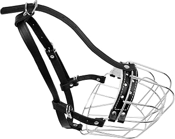 Metal Muzzles for Dog Rottweiler #2 Wire Basket Adjustable Leather Straps Leather Adjustable The Circumference is 10.2-14.5 in Length 2.7 * 3.5