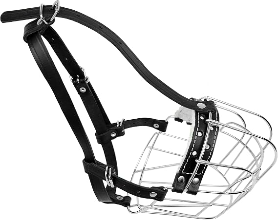 Metal Muzzles for Dog Rottweiler #2 Wire Basket Adjustable Leather Straps Leather Adjustable The Circumference is 10.2-14.5 in Length 2.7 * 3.5