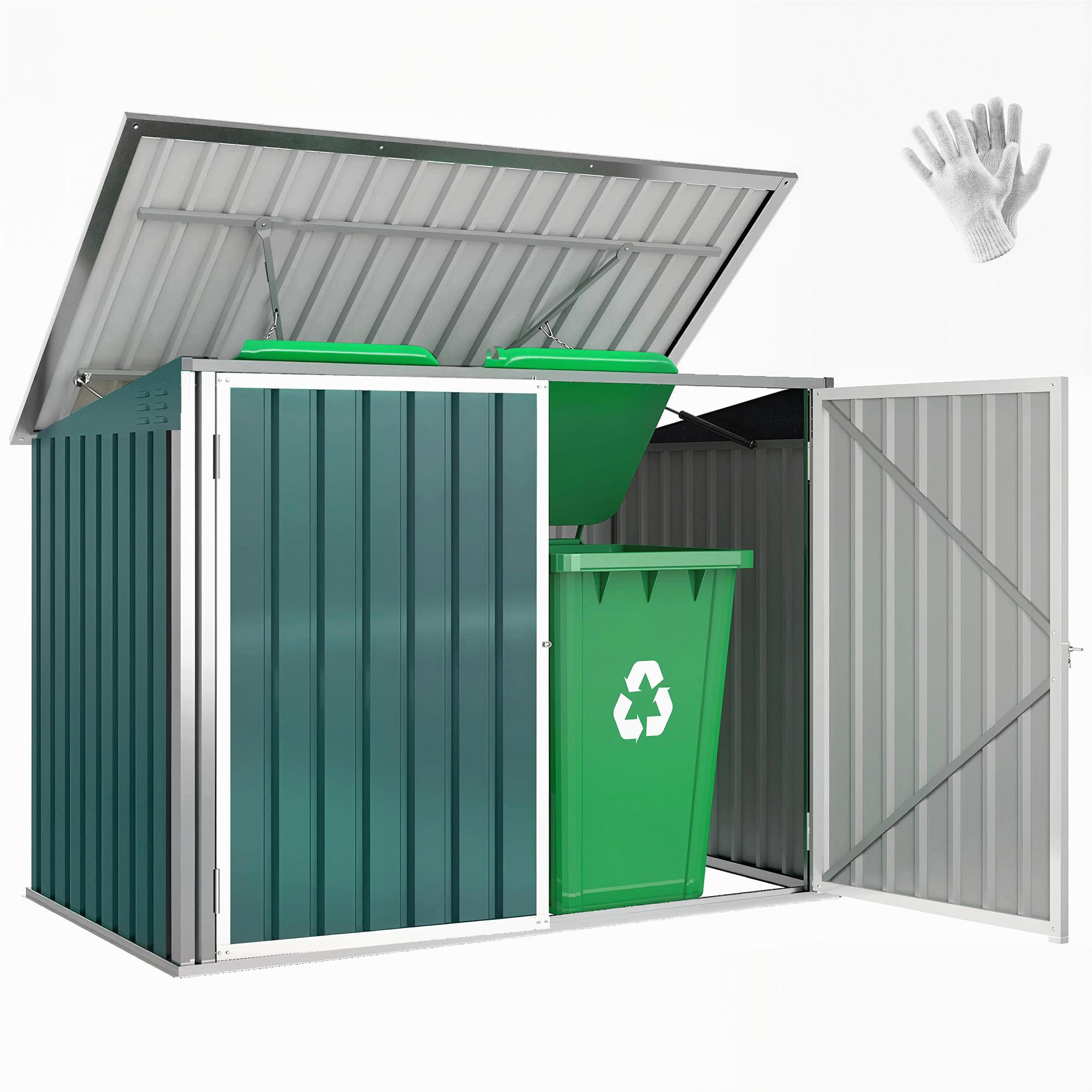 outsunny cache poubelle double acier