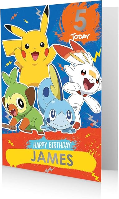 Danilo Promotions Official Pokemon Birthday Card, Sticker Sheet Included to Personalise Name and Age