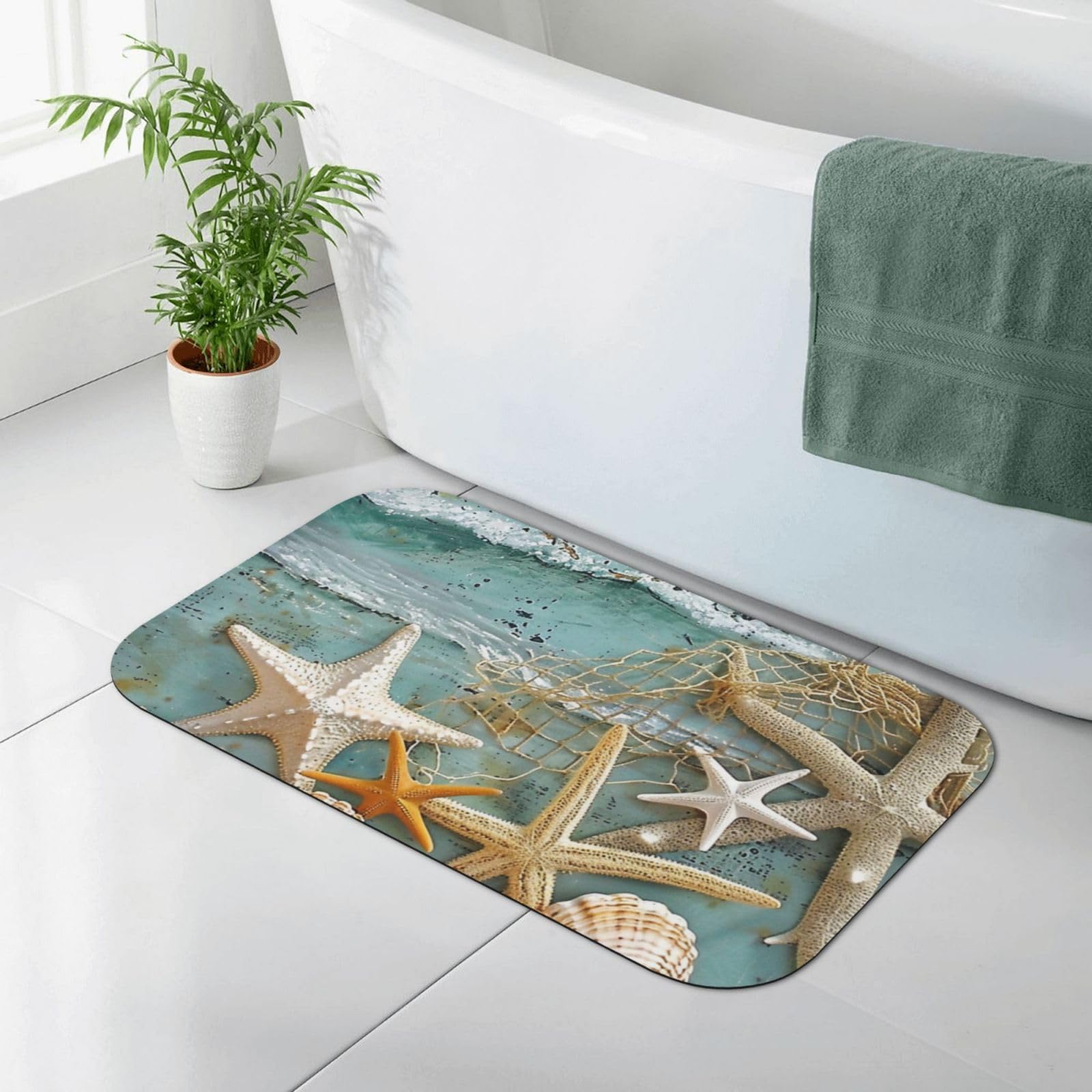 Tapis de salle de bain coquillage pour éviter les sols glissants et mouillés 80x50
