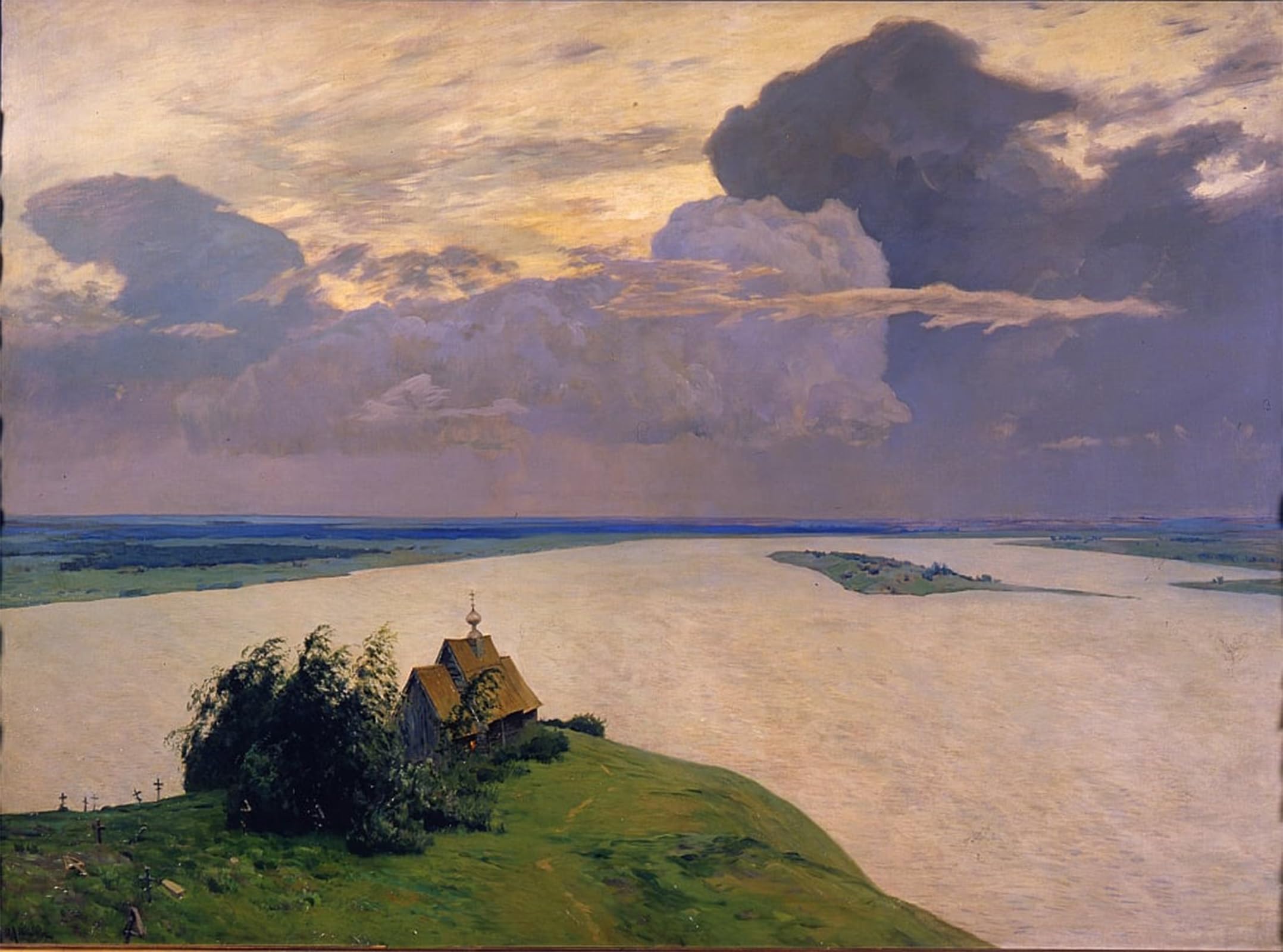 Artxlxxbn No Frame Famous Art Print Poster Vintage Wall Art Over Eternal Peace By Isaak Ilyich Levitan Canvas Art Poster For Home Decor 60X90cm
