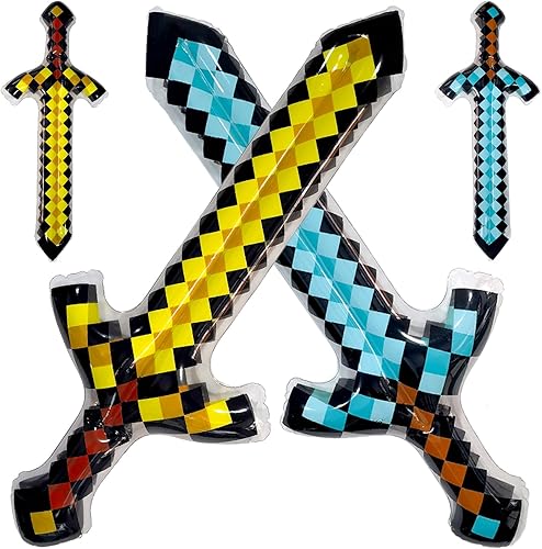 Paquete de 4 espadas piratas inflables para niños, recuerdos de fiesta, espadas piratas inflables, suministros de fiesta de cumpleaños, juguetes de