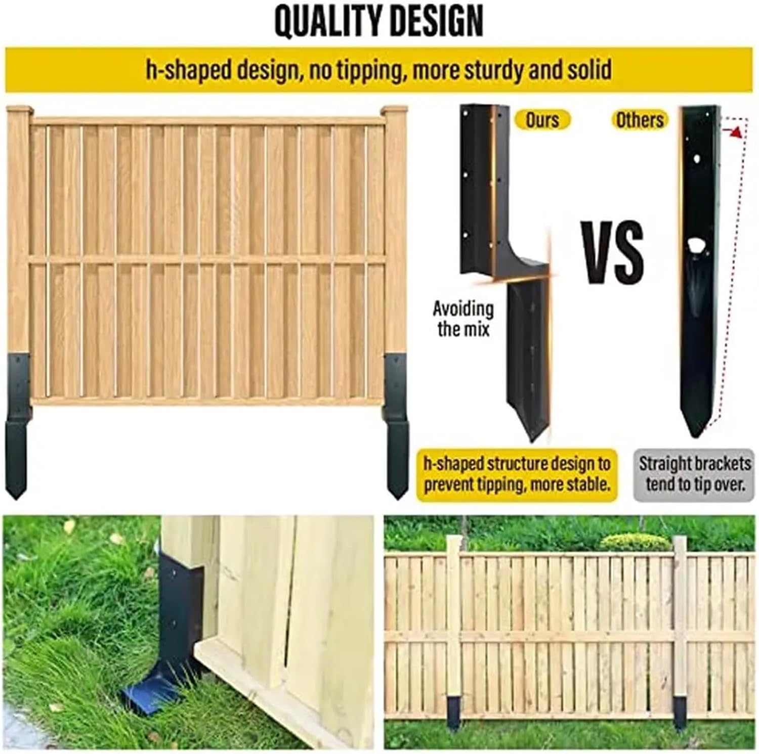 4x4 Steel Fence Post Repair Kit Anchor Ground Spike Wooden Post Support 4 Pack Kit Hex Socket Sturdy