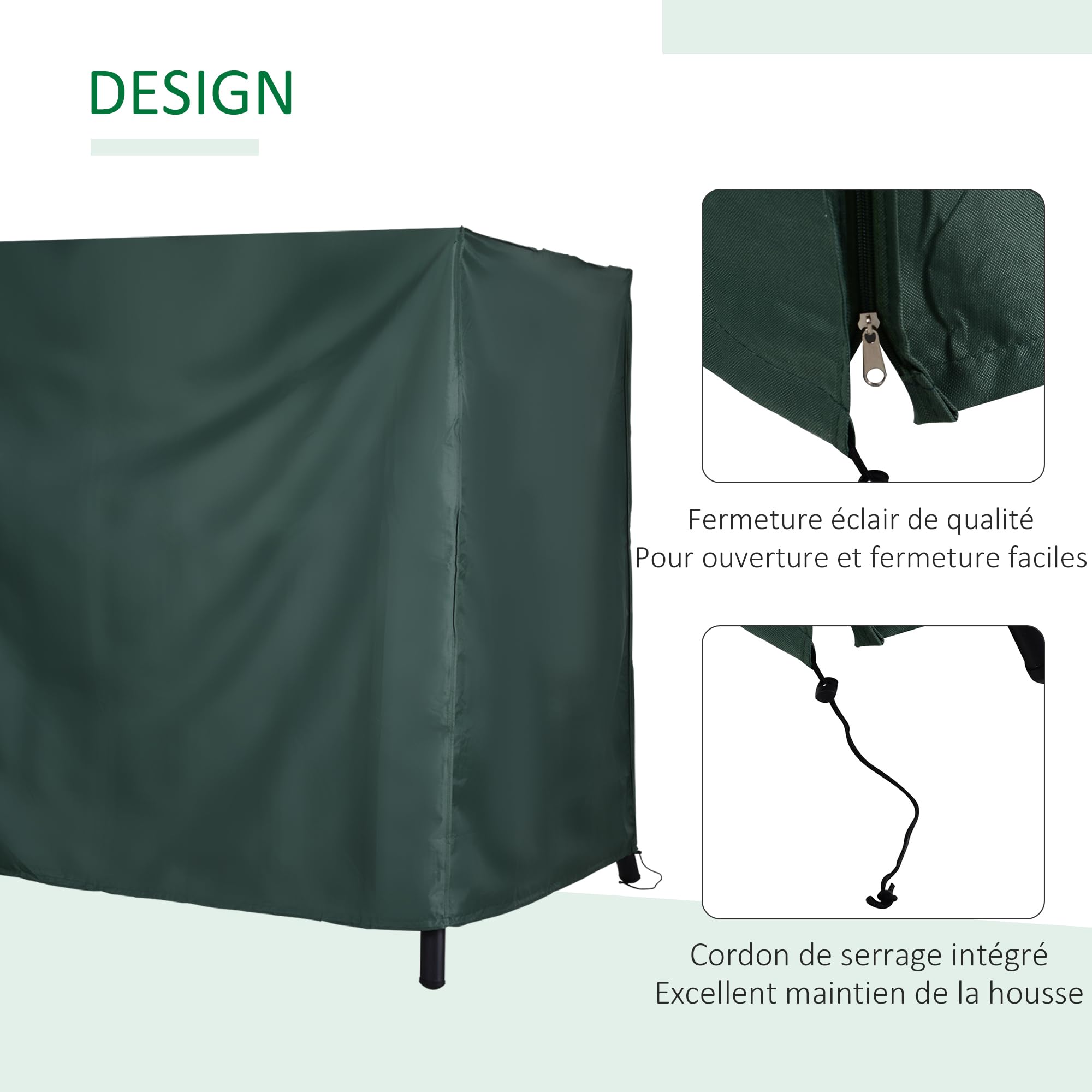 Outsunny Housse de Protection pour Balancelle de Jardin Vert Foncé | Outsunny, Housse de Balancelle de Jardin, Toile Oxford, Ouverture Zippée, 177x114x152cm