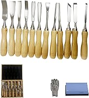Vista 7 de DEEG Juego de herramientas de cincel de madera de 12 piezas, kit de cincel de tallado de carpintería con estuche de madera prémium para carpintero