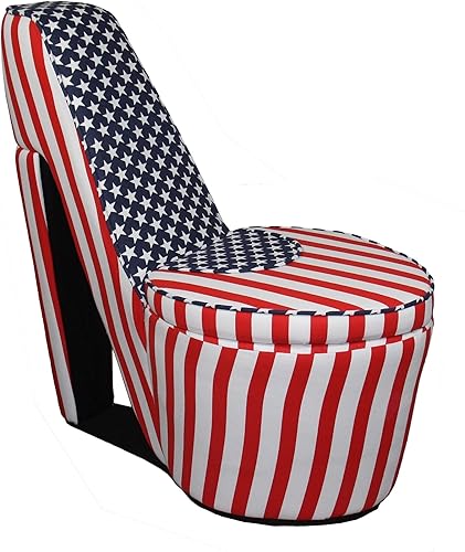 Ore Internacional hb4567Tacones altos silla de almacenamiento Patriótico Rayas Azul y Rojo