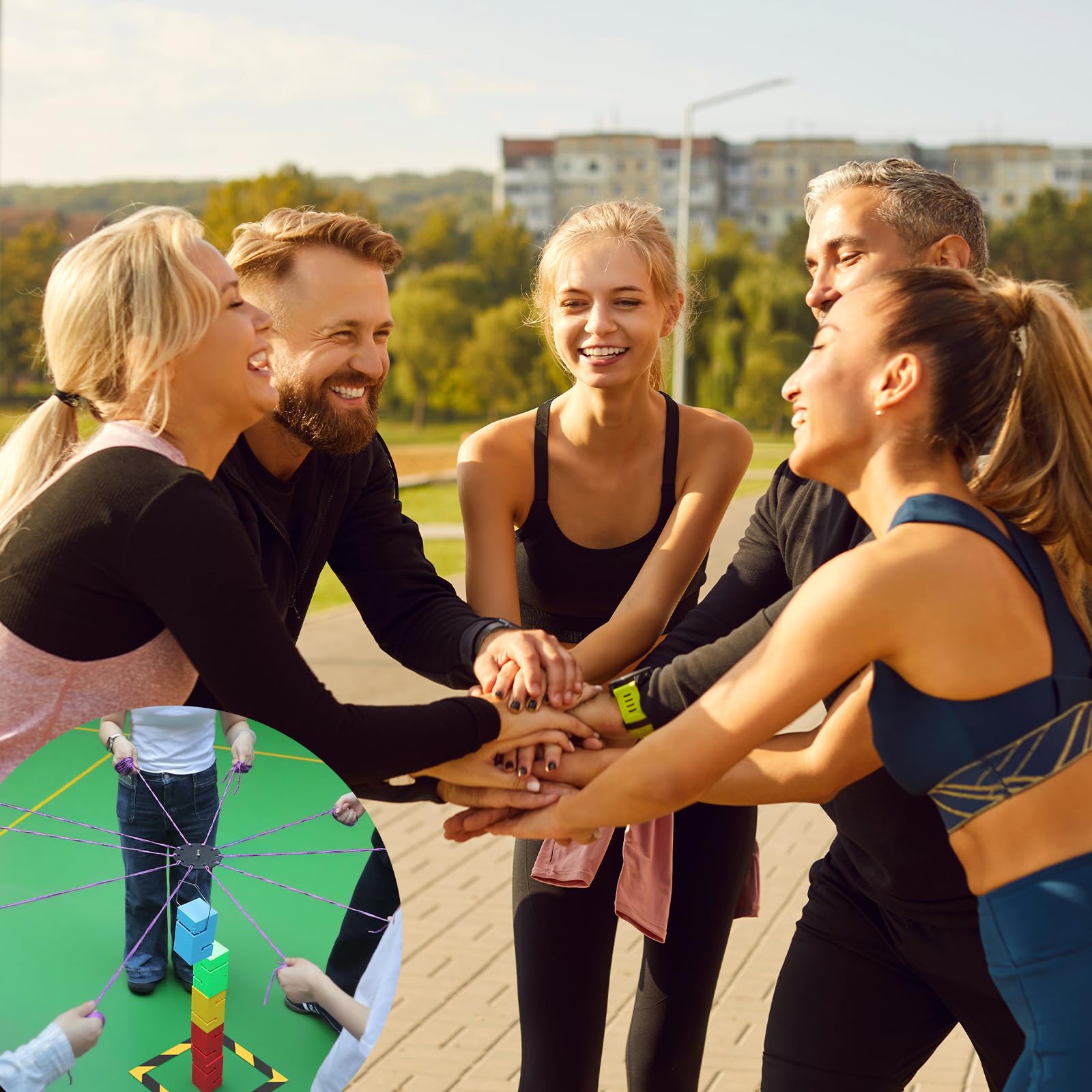 Hiboom Set di 5 Blocchi di Costruzione per Lavoro di Squadra Set di attività di Team Building Giochi per attività all'aperto di Squadra Giochi Lavoro Aziendale Adulto Ufficio Rompere Il Ghiaccio