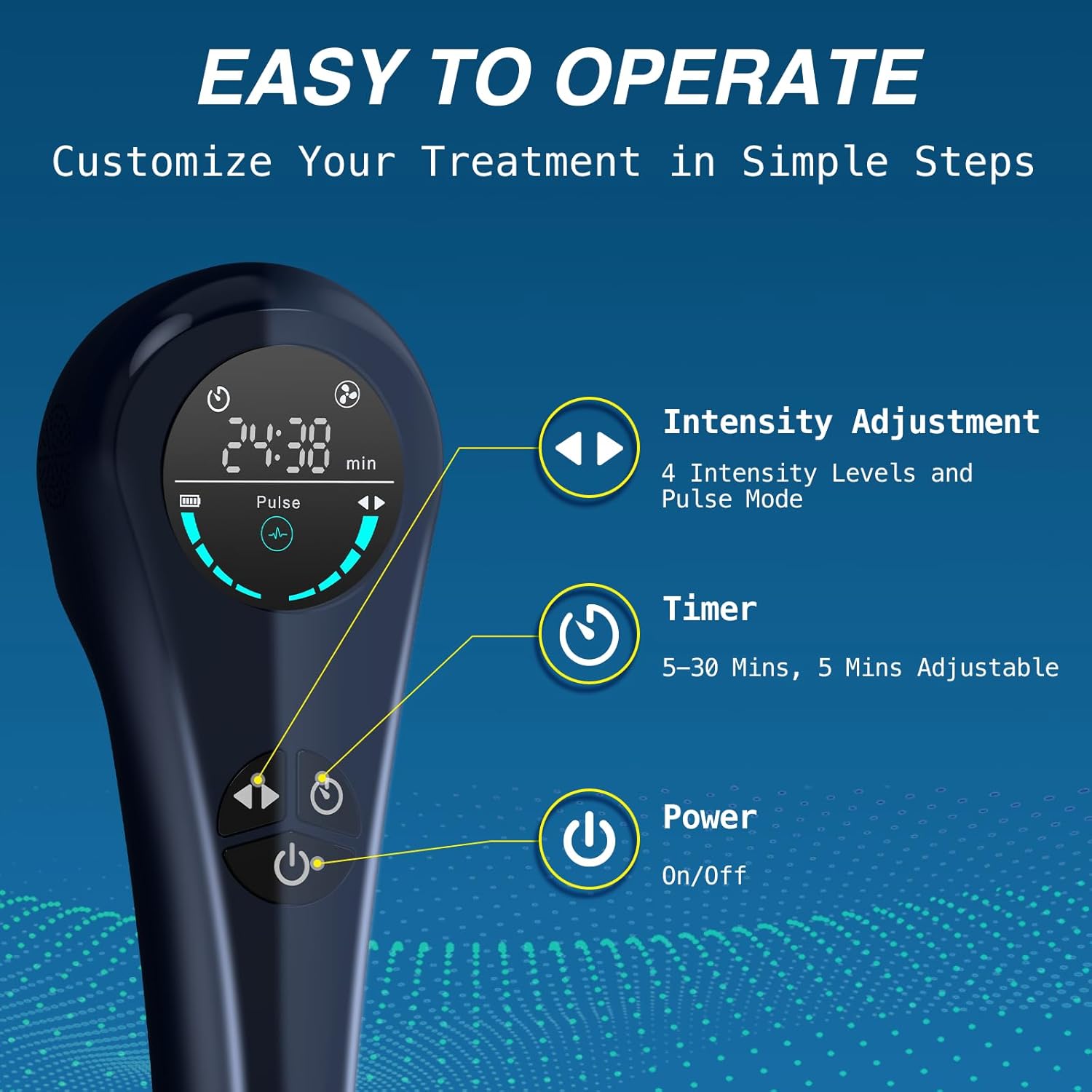 Cold Laser Therapy Device, Portable Handheld Red Light Therapy for Joint and Muscle Pain Relief, Wound Healing, Dual Wavelenghth (4x808nm+14x650nm) with Adjustable Timer and Intensity - Image 5