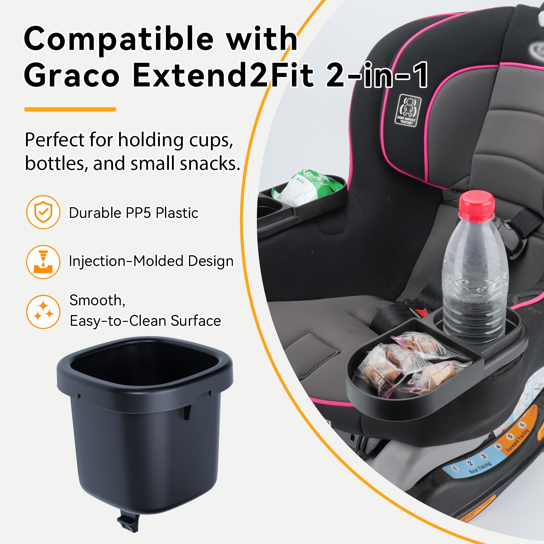 Confezione da 2 portabicchieri con vassoi snack per seggiolini auto Graco
