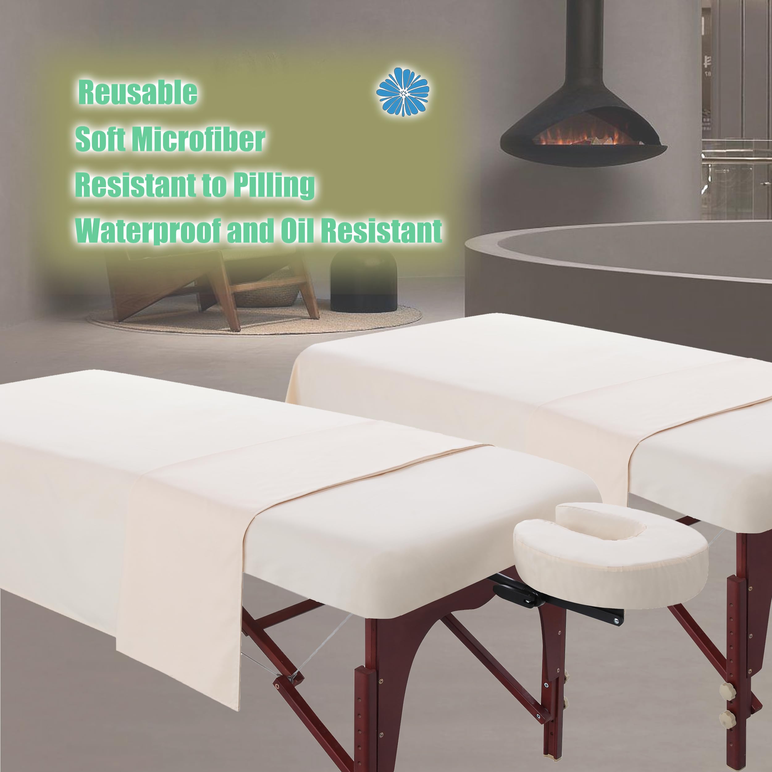 Set Di 2 Lenzuola Per Lettino Da Massaggio In Microfibra – Impermeabili E Oleorepellenti, Con Coprimaterasso Elastico, Telo Piatto E Copri Poggiatesta Per SPA E Estetiste