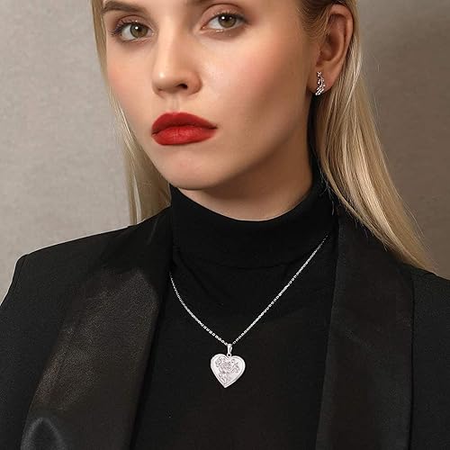 Miniatura 2 de U7 Custom Photo Locket Necklace - Oval & Heart Shaped Locket - GoldSilverRose Gold Personalized Image Necklaces for Women