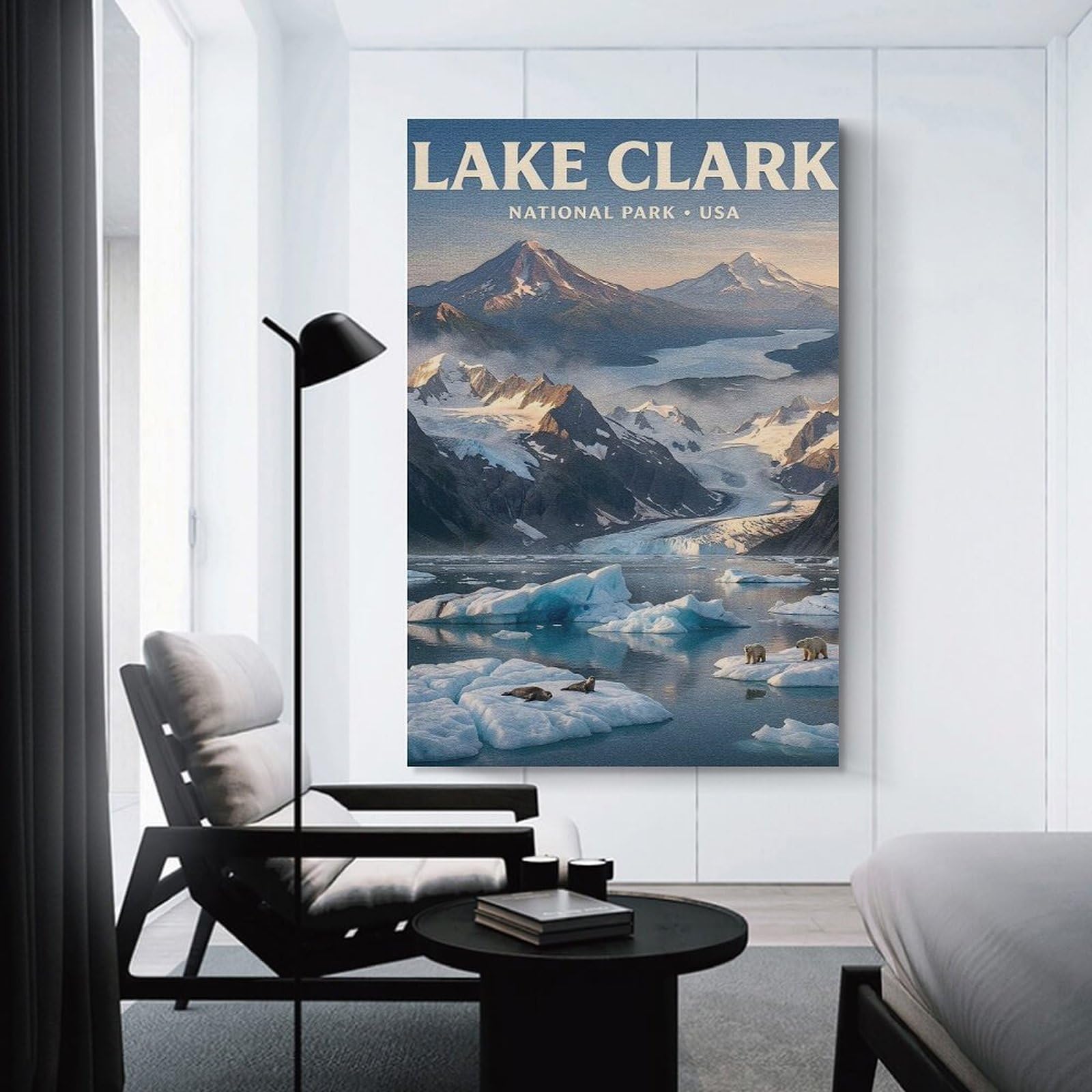 Junmoney Unframe-Style-16 Canvas Wall Picture Lake Clark National Park (2), 12X18inch(30X45cm), For Study, Office Or Focused Interiors, Wall Art That Adds Style To Work Areas