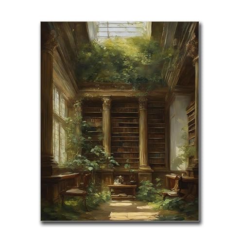 SENLYCH Poster Wall Art Picture Victorian Library Wall Art Book