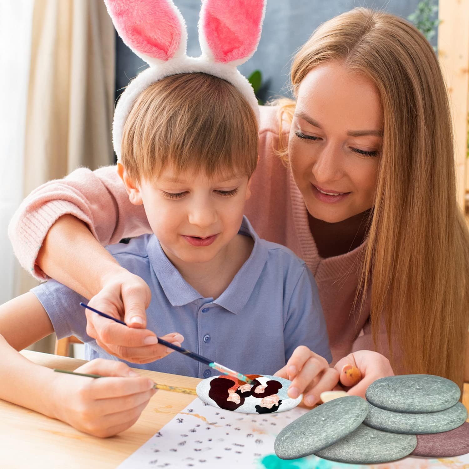 River Rocks for Painting 35 Pcs Large 3.5-5 Inch Flat Smooth Painting Stones Craft Rock to Paint for Kids Crafts Painting Bulk