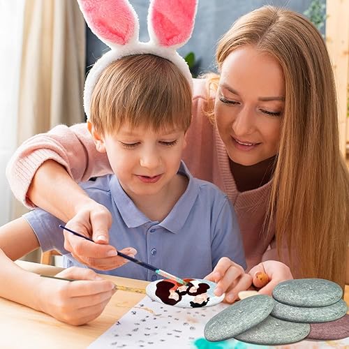 Miniatura 12 de River Rocks para pintar, 15 piezas grandes de 2 a 3 pulgadas, planas, lisas, piedras para pintar para niños, manualidades, pintura a granel