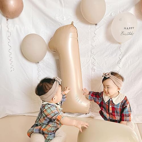 Miniatura 8 de Juego de globos color caramelo número 3 de 40 pulgadas con globos metálicos de color rosa polvoriento, globos de helio de dígito 3, globo grande de