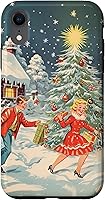 Vista 24 de iPhone 16 Vintage 1950s Nostalgia Christmas Snowflakes Christmas Tree Case
