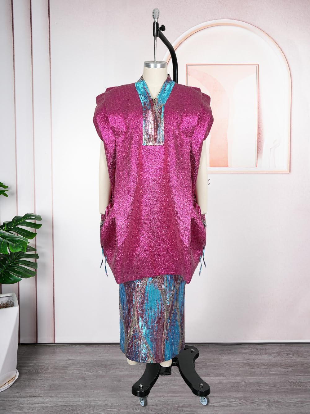 HD Stylish Mini Boubou Skirt Suit Sets for Woman 2 Pieces Dress - Image 2