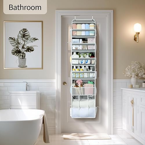 Miniatura 8 de Yecaye Organizador de 6 niveles sobre la puerta con contenedor desmontable, organizador colgante de puerta con ventanas transparentes,