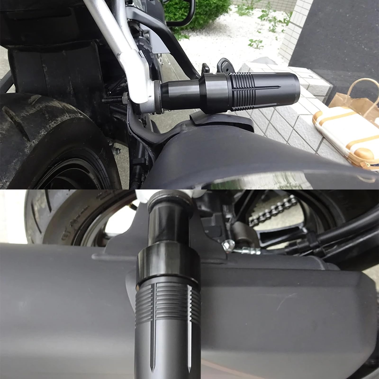 Per Kawasaki Z900 Z900RS Z900SE 2017-2024 2020 2022 2023 Accessori Moto Protezione Crash Cursore Scarico in Alluminio (Nero)