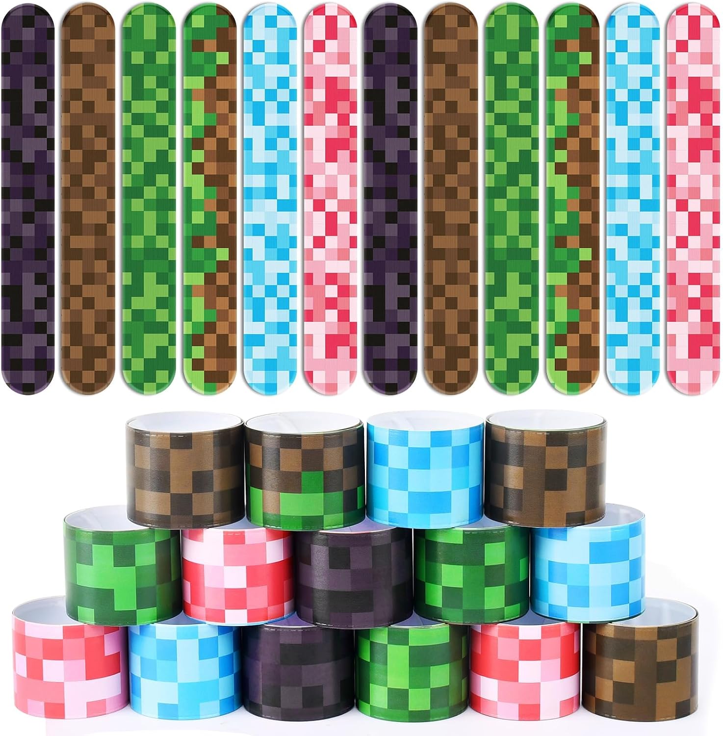 Cartoon Animation Slap Wristband, 24 Pack - Birthday Party Supplies, Cartoon Theme Bracelets Goodie Bag Fillers for Birthday & Theme Parties