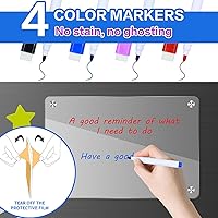 Vista 2 de Pizarra magnética acrílica de borrado en seco para refrigerador, paquete de 2 calendarios magnéticos de acrílico transparente y pizarra blanca