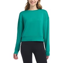 Danskin Womens Cropped Luxe Crew Neck Sweatshirt